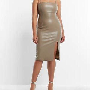 NWT faux leather express medi dress M
